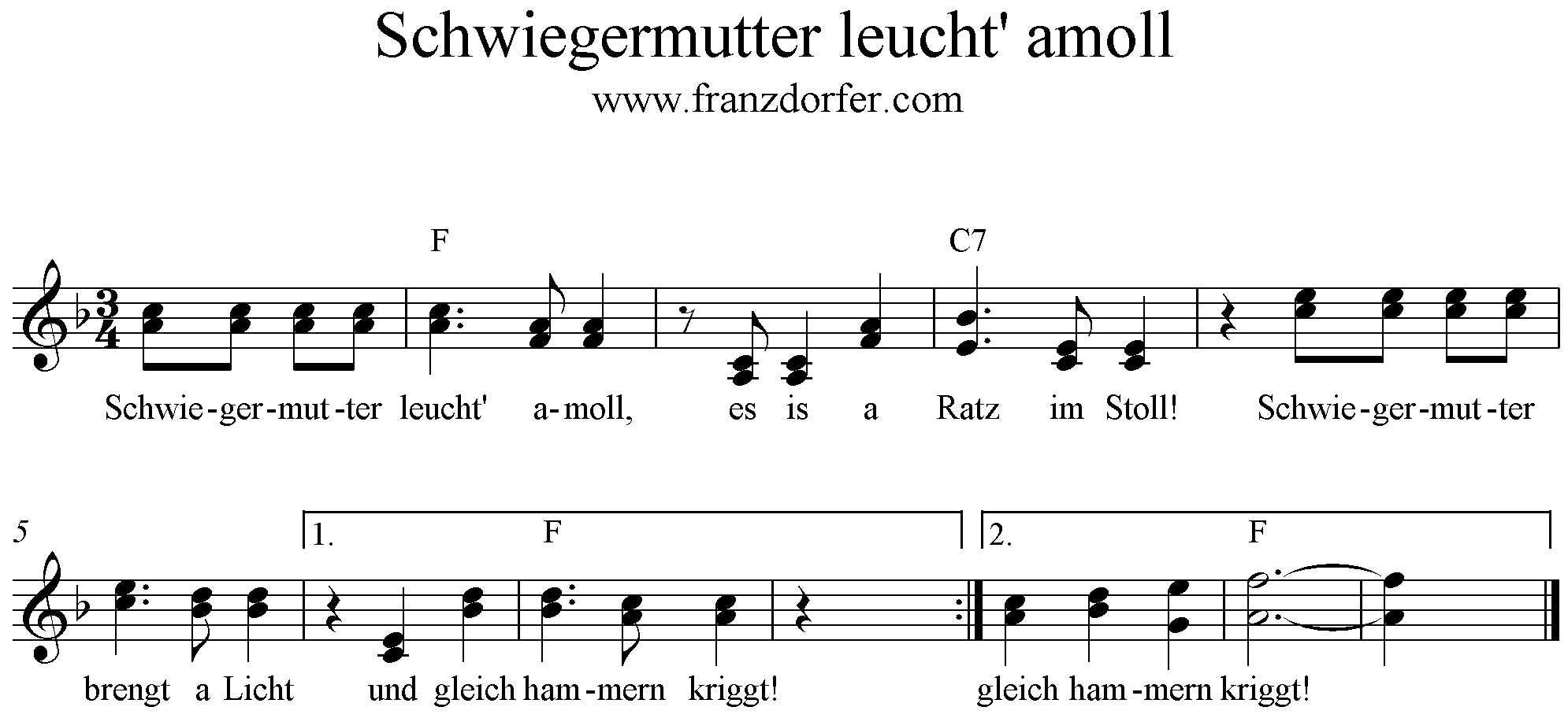 Noten Schwiegermutter Tanz amoal